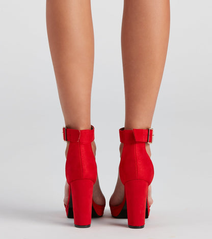 Basic Nubuck Platform Block Heels
