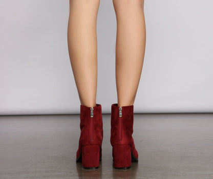 Basic Babe Faux Suede Block Heel Booties