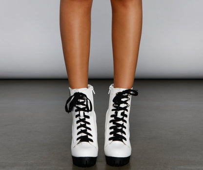Baddie Chic Faux Leather Lug Platform Booties