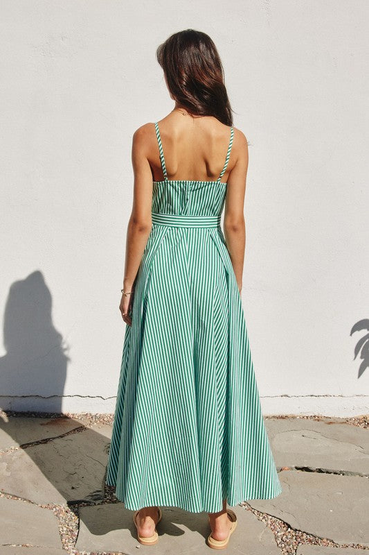 Nautical Striped Midi Dress