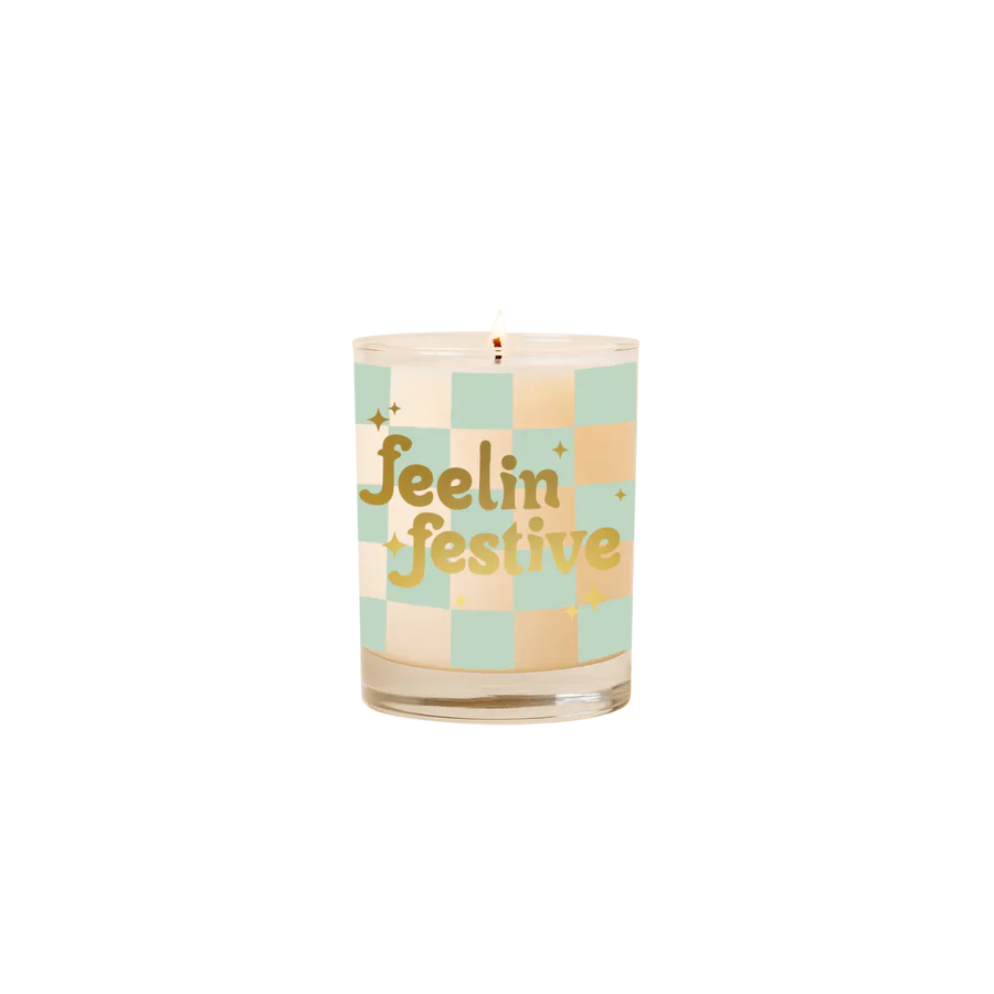 Feelin Festive Rocks Glass Candle