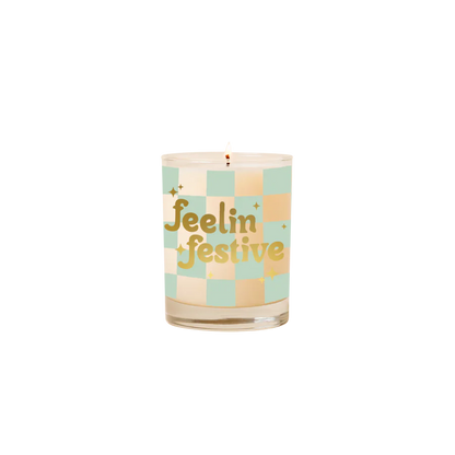 Feelin Festive Rocks Glass Candle