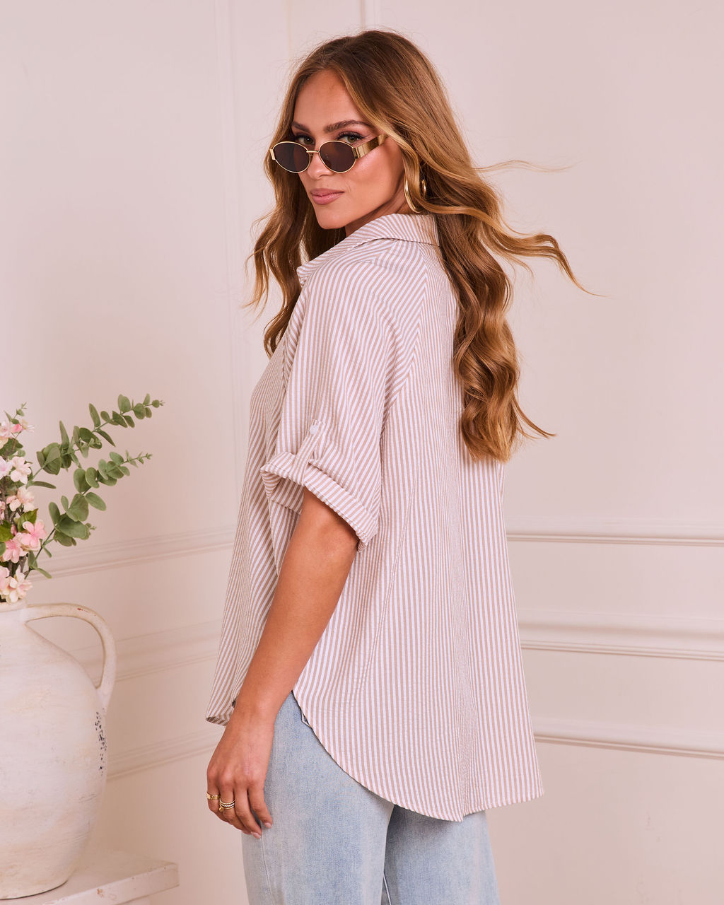 Daylight Essence Striped Button Down Top
