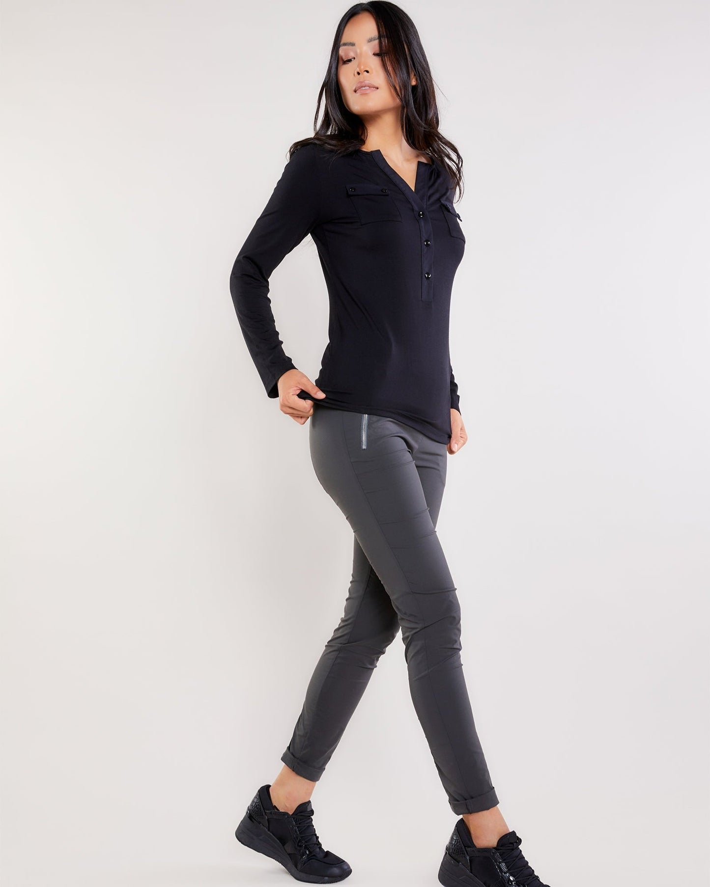 Calista Roll up Henley Top