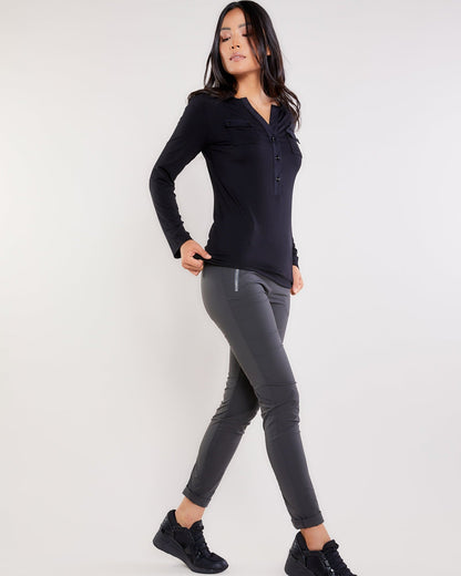 Calista Roll up Henley Top