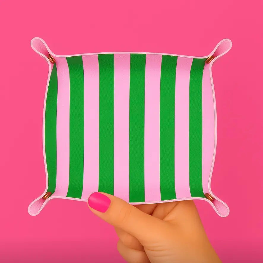 Pink/Green Stripe Trinket Tray