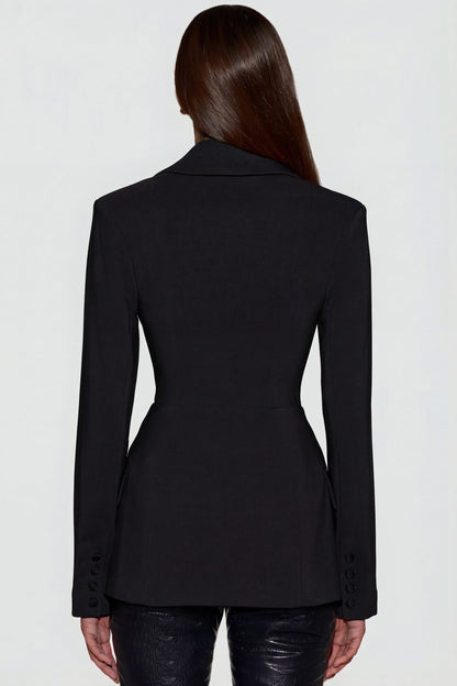 Structured Double-Breasted Blazer in Black