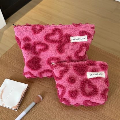 Large Plush Heart Makeup Bag