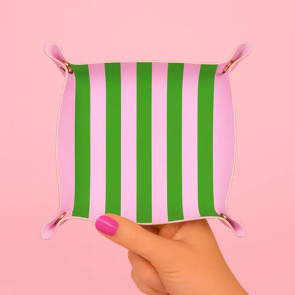 Pink/Green Stripe Trinket Tray