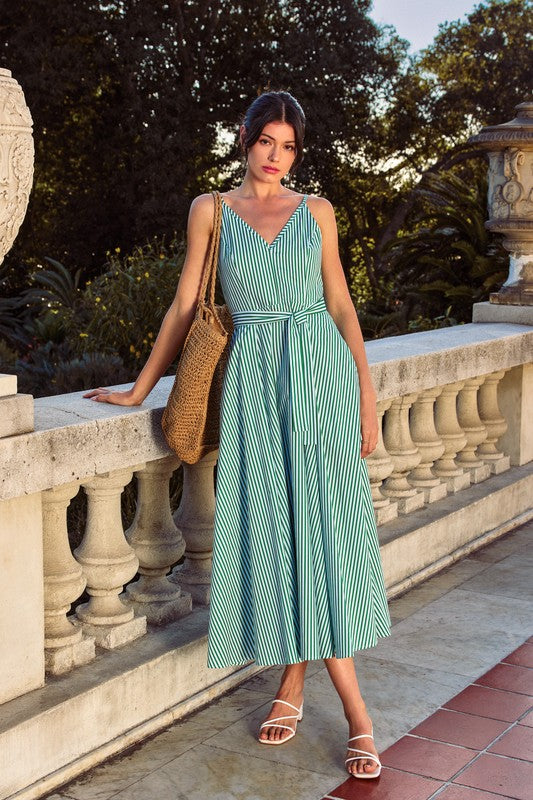 Nautical Striped Midi Dress
