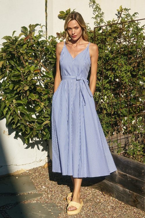 Nautical Striped Midi Dress