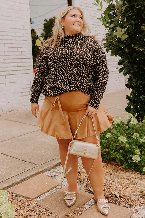 The Arlet High Waist Faux Suede Skort Curves