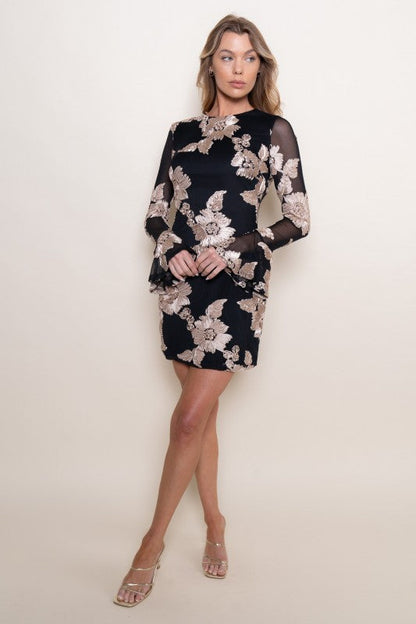 Midnight Bloom Mini Dress