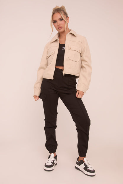 Black Cuffed Cargo Trousers - Genesis
