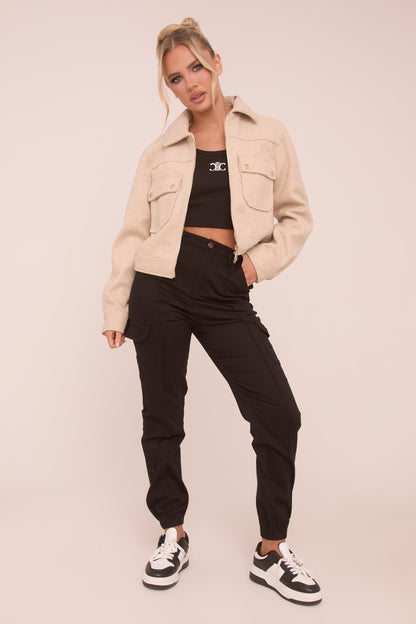 Black Cuffed Cargo Trousers - Genesis