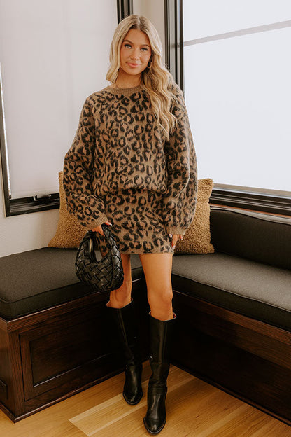 Metro Muse High Waist Knit Leopard Mini Skirt