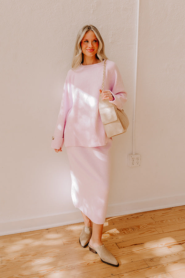 Falling for Cozy High Waist Knit Midi Skirt in Light Lavender