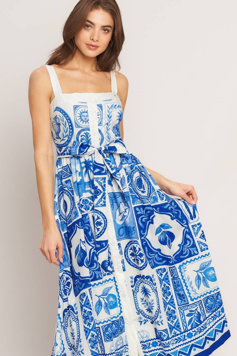 Santorini Summer Midi Dress