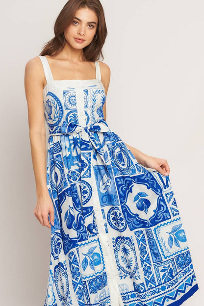 Santorini Summer Midi Dress