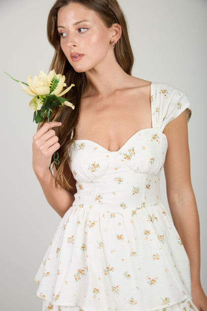 Golden Bloom Midi Dress