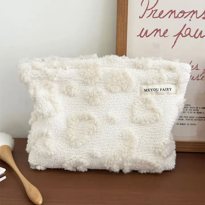 Large Plush Heart Makeup Bag