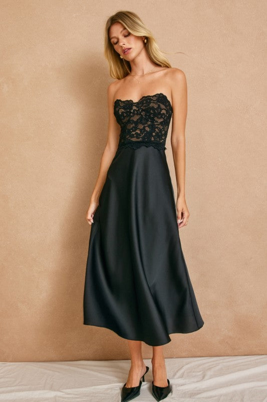 Midnight Lace Midi Dress