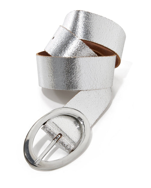 Classic Leather Belt Silver