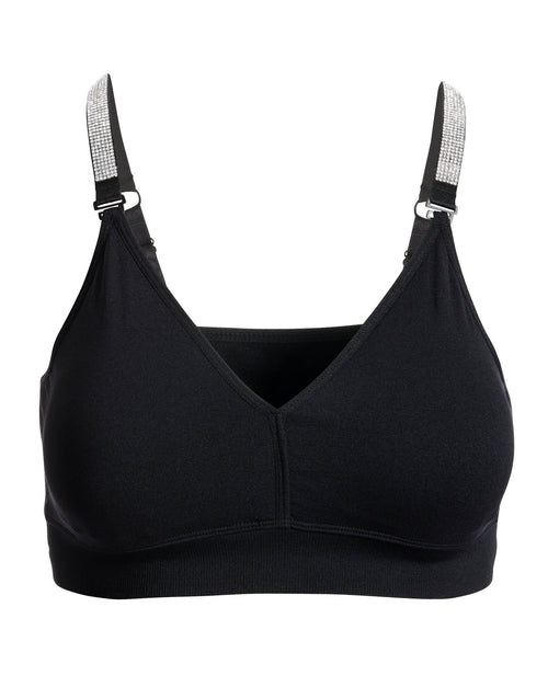 Crystal Strap It Plunge Bralette Black