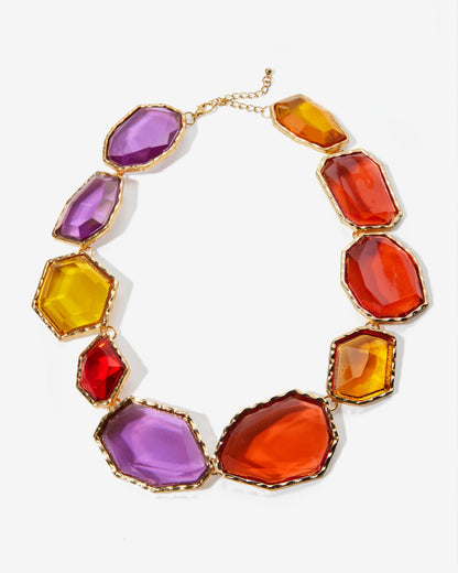 Chunky Gem Stone Necklace Multi