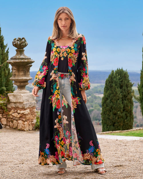 Castillo Gardens Luxe Full Length Duster Black/Magenta