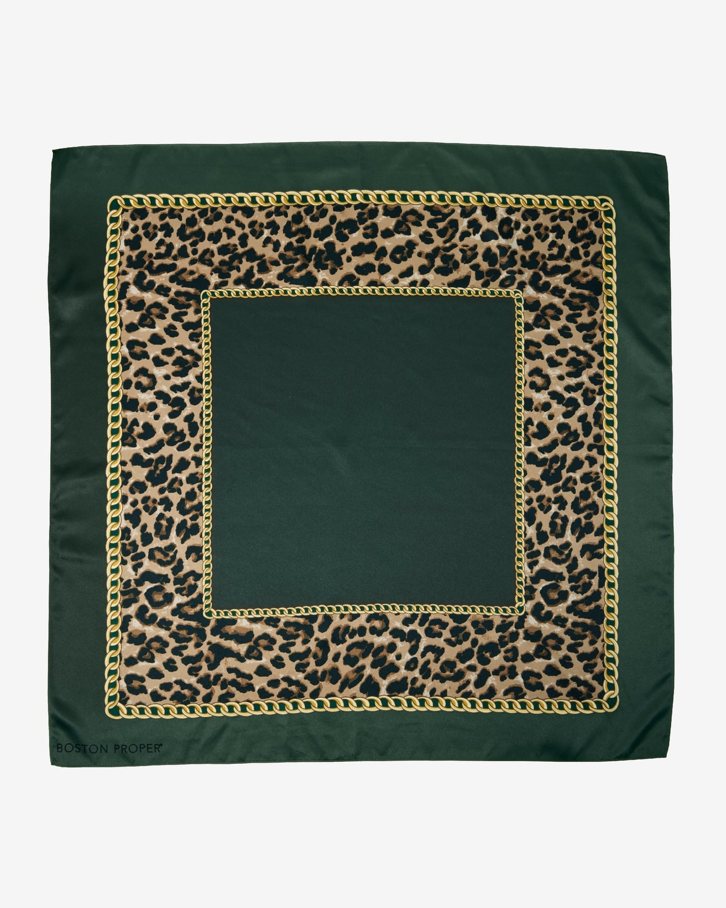 Chain and Cheetah Scarf Emerald Green