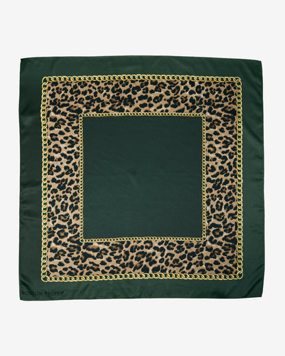 Chain and Cheetah Scarf Emerald Green