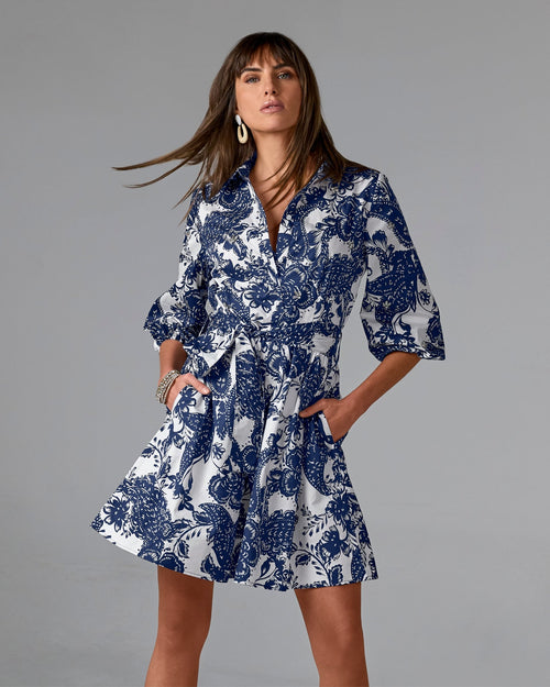 Crystal Embellished Tropical Breeze Print A Line Dress Tropical Breeze