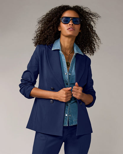 Chic Modern Double Breasted Blazer Navy