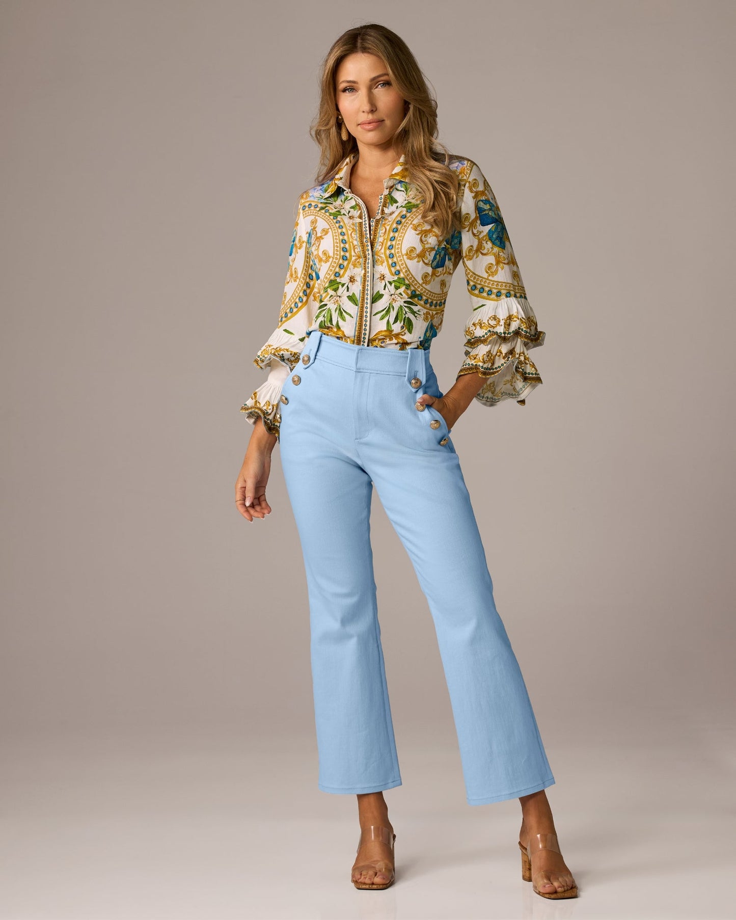 Colored Denim Kick Flare Jean Blue Bell