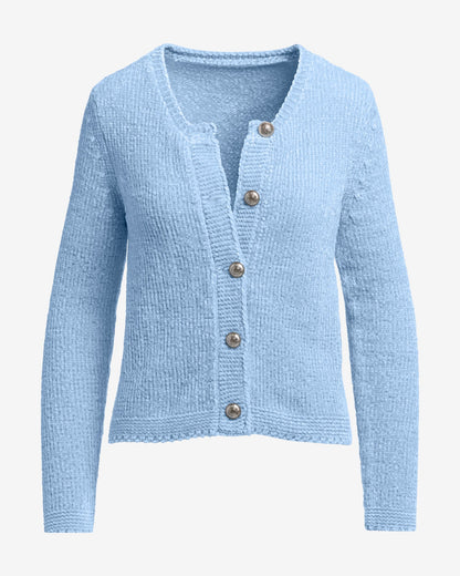 Chenille Long Sleeve Cardigan Airy Blue