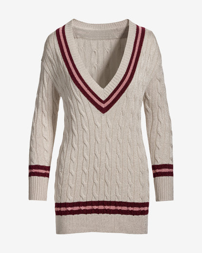 Cable Varsity Sweater Gold