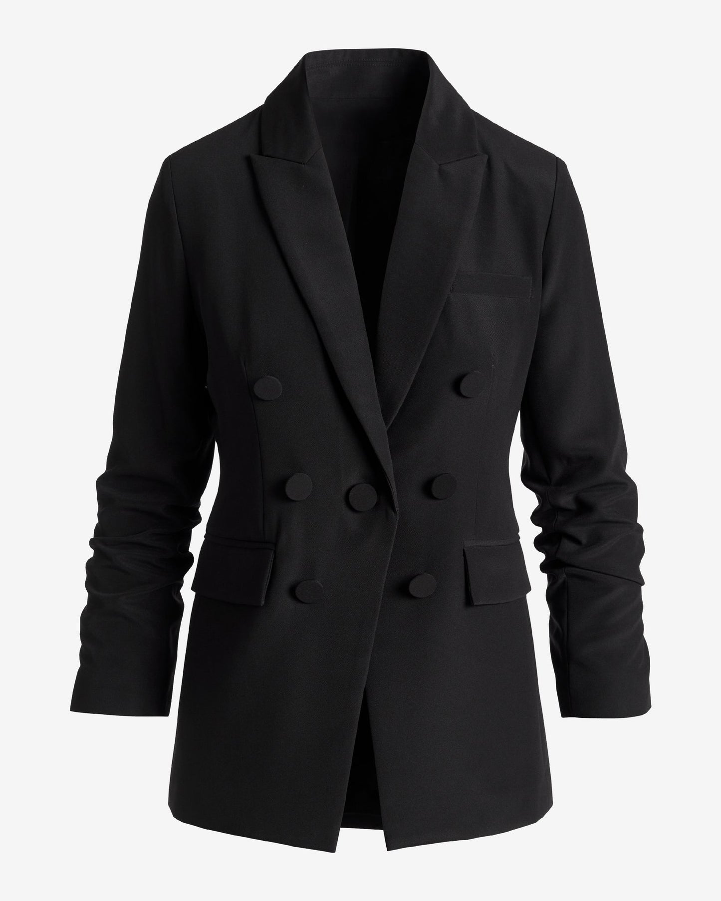 Cutaway Faux Double Breasted Blazer Black