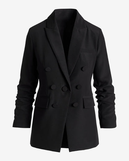 Cutaway Faux Double Breasted Blazer Black