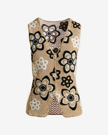 Crochet Sweater Vest Black/Natural