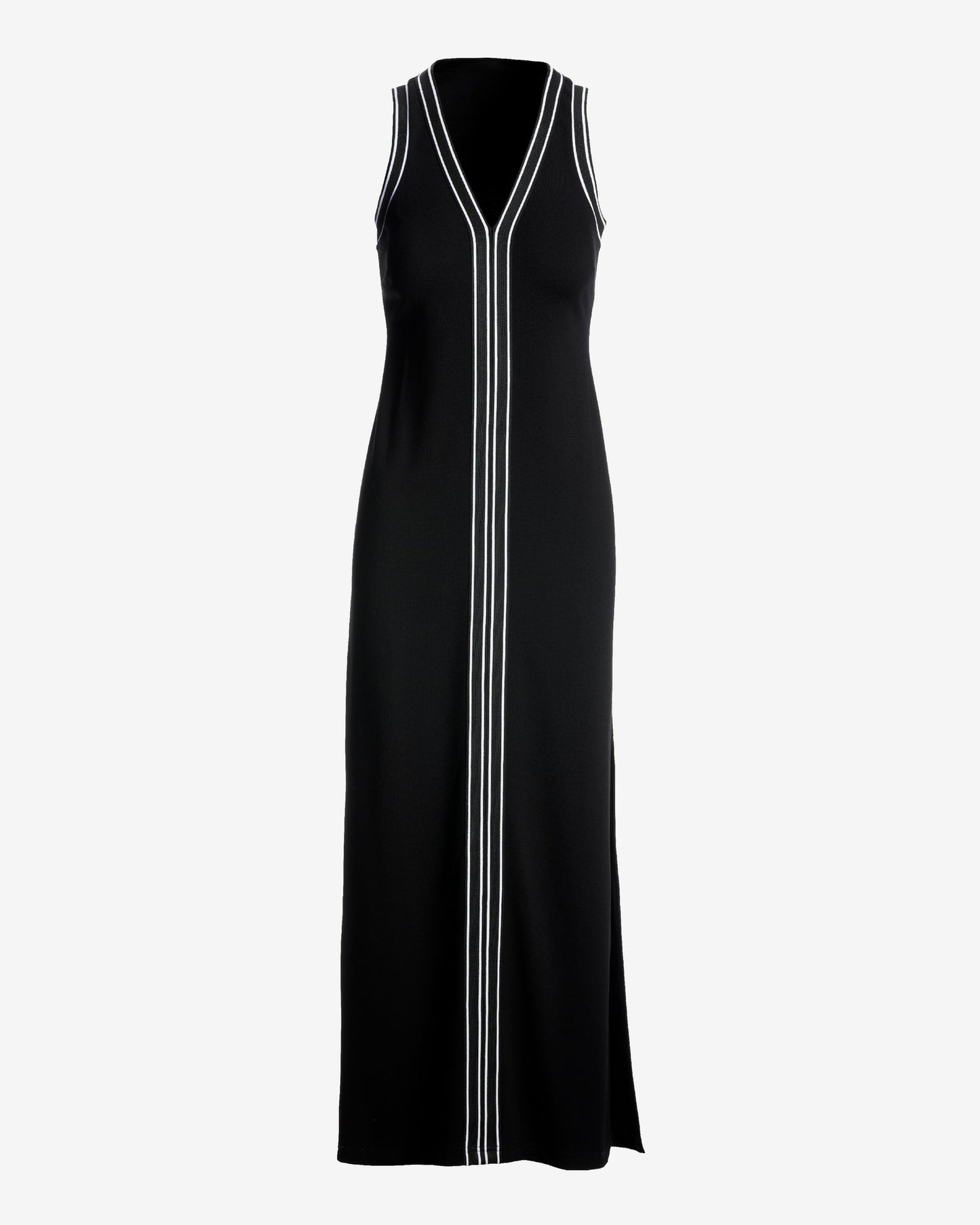 Colorblocked V Neck Maxi Dress Black/White