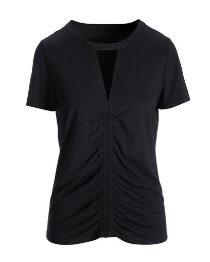 Cutout Ruched Tee Black