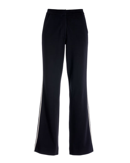 Crystal Shimmer Trim Ponte Trouser Pant Black/Silver