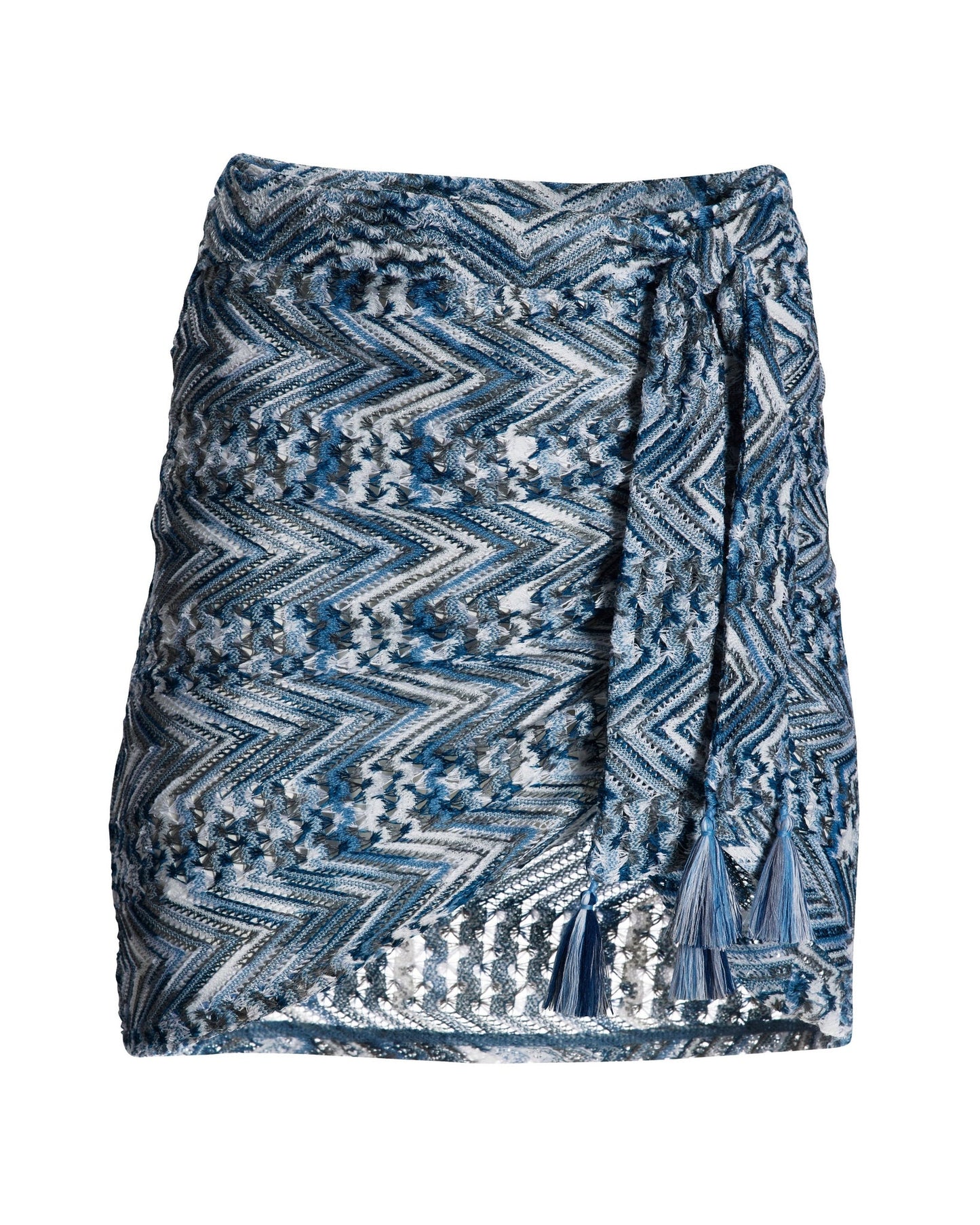 Crochet Mini Cover-Up Skirt Blue Multi