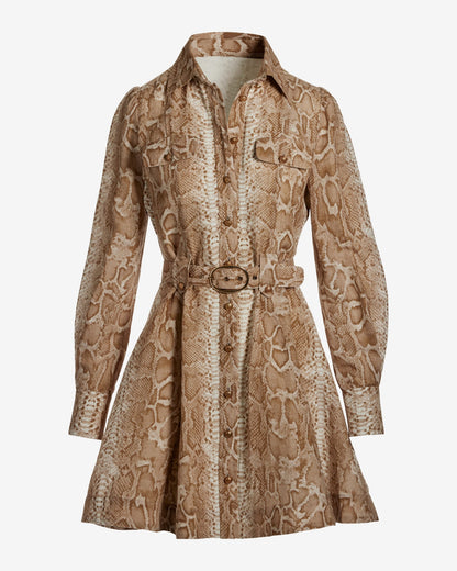 Chic Python Print Belted A Line Dress Pretty In Python