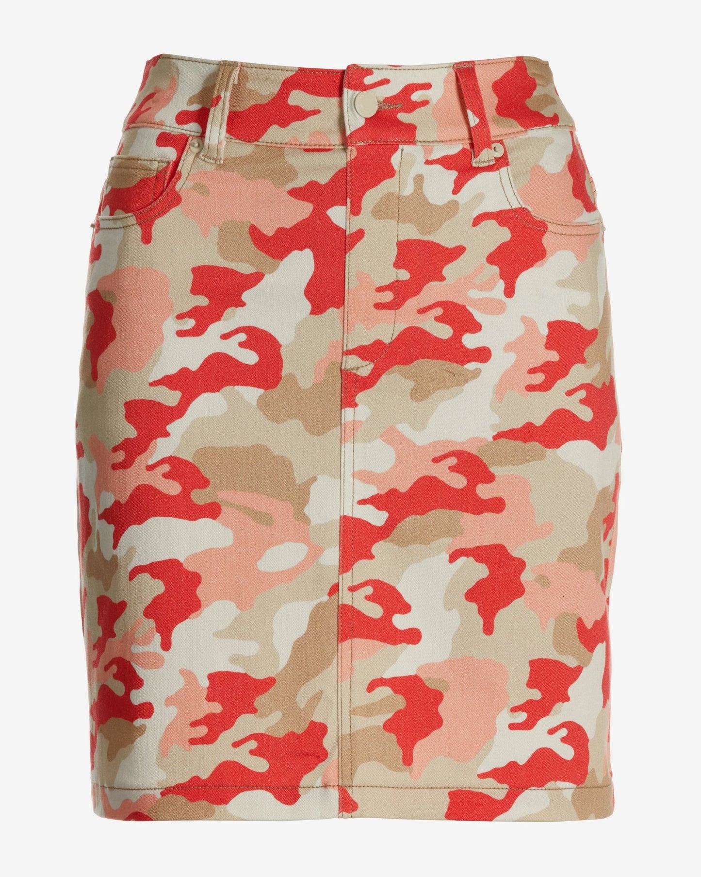 Chic Camo Print Proper Pull On Denim Skort Pink
