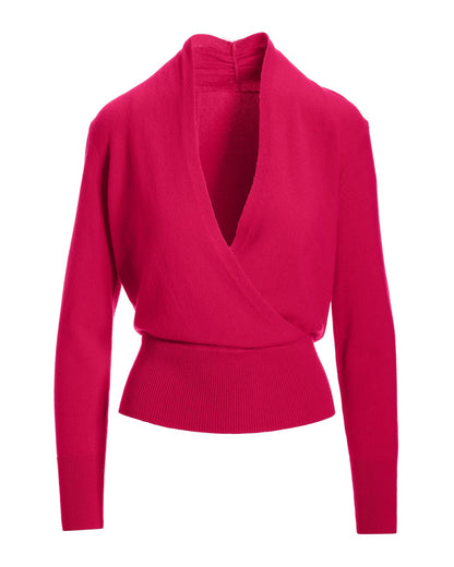 Cashmere Surplice Blouson Sweater Bright Pink