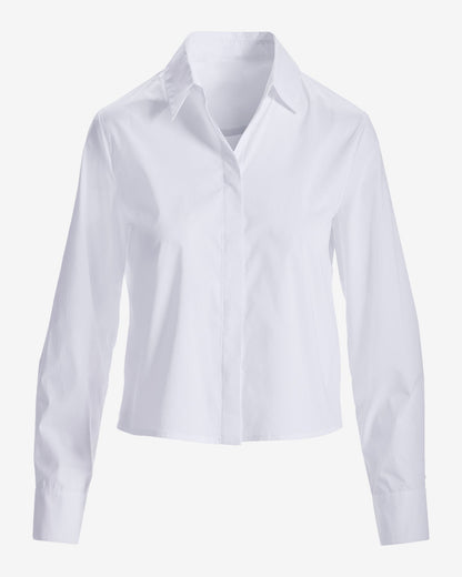 Cropped Poplin Button Up Shirt White