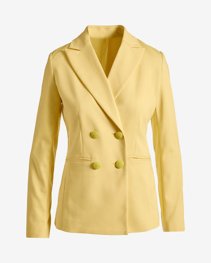 Chic Modern Double Breasted Blazer Pale Banana