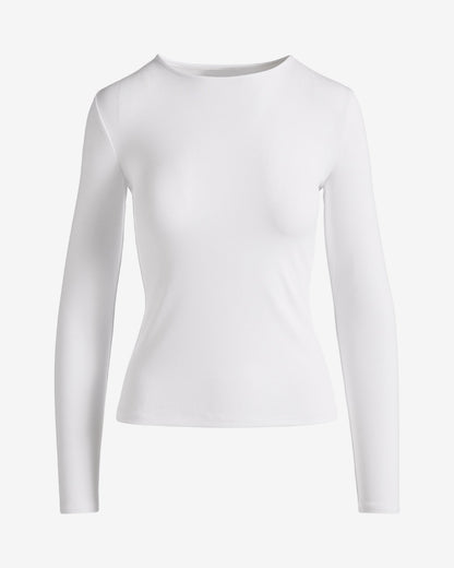 Crew Neck Knit Top White